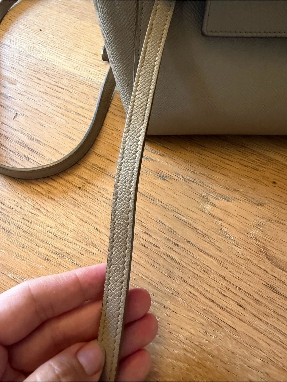 CELINE Taupe Brown Mini Nano Belt Satchel with Top Handle